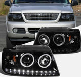 Faros Ford Explorer 2002-2005 Black LED Dual Halo Bajo Pedid