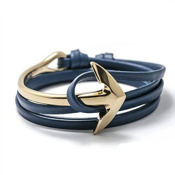 Pulsera Ancla Curva Blue Gold