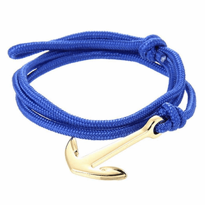 Pulsera Azul ancla Dorada