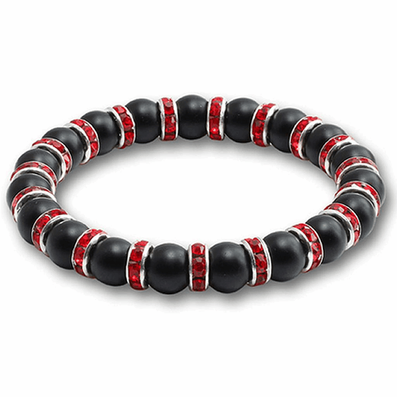 Pulsera Piedra Negro Rojo